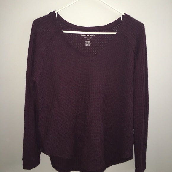 Burgundy waffle knit sweater - Picture 1 of 2